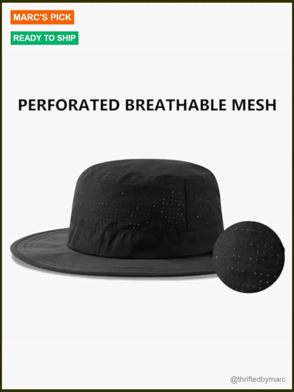 UPF 50+ Bucket Sun Hat with Laser Perforated Mesh Cooling Adjustable Breathable